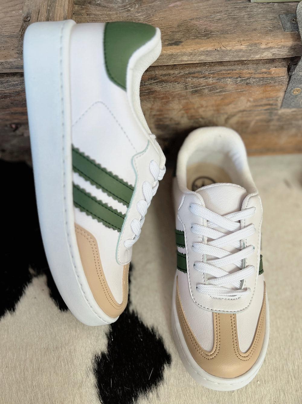 Women's Double Stripe Green Sneakers Product Image