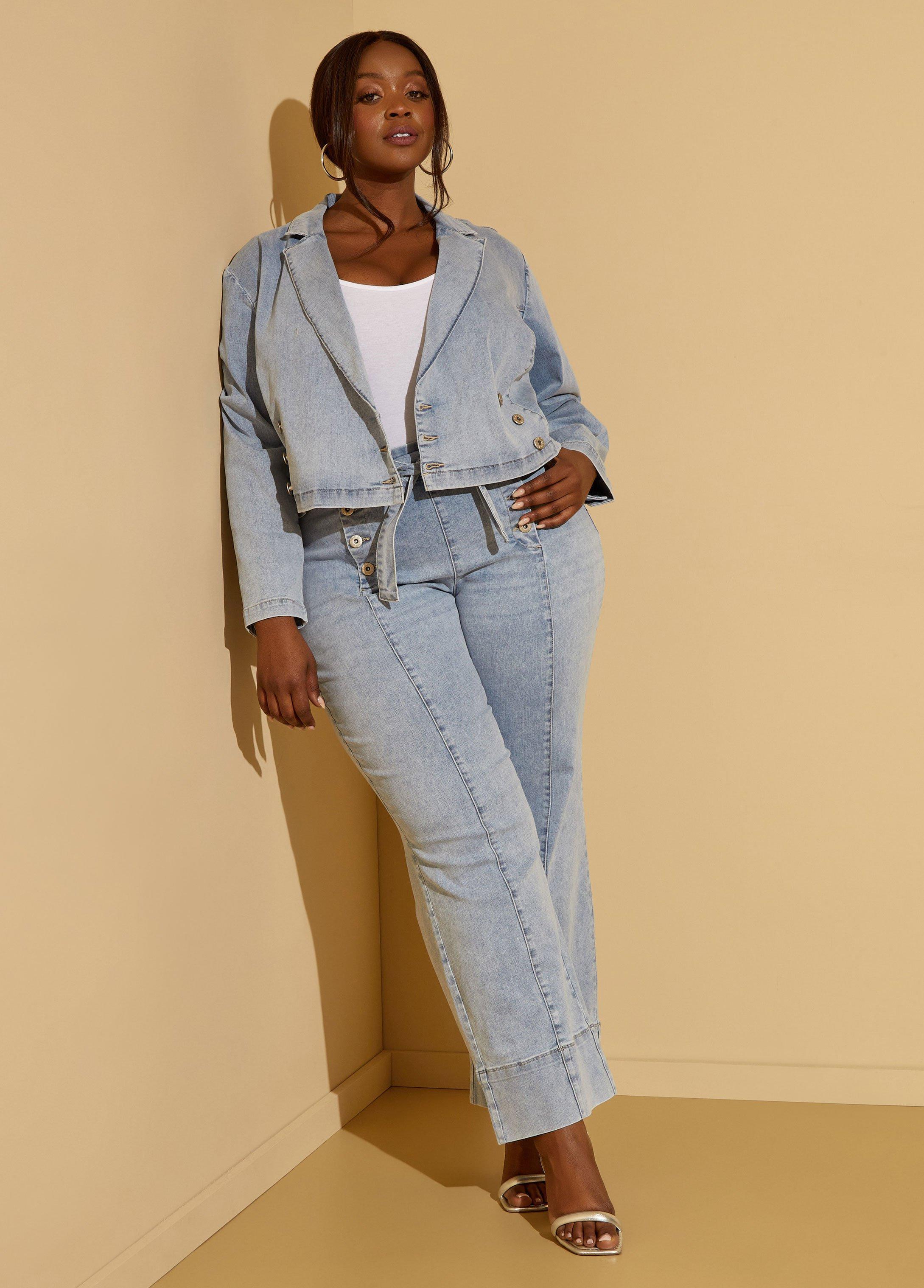 Double Breasted Denim Blazer Product Image