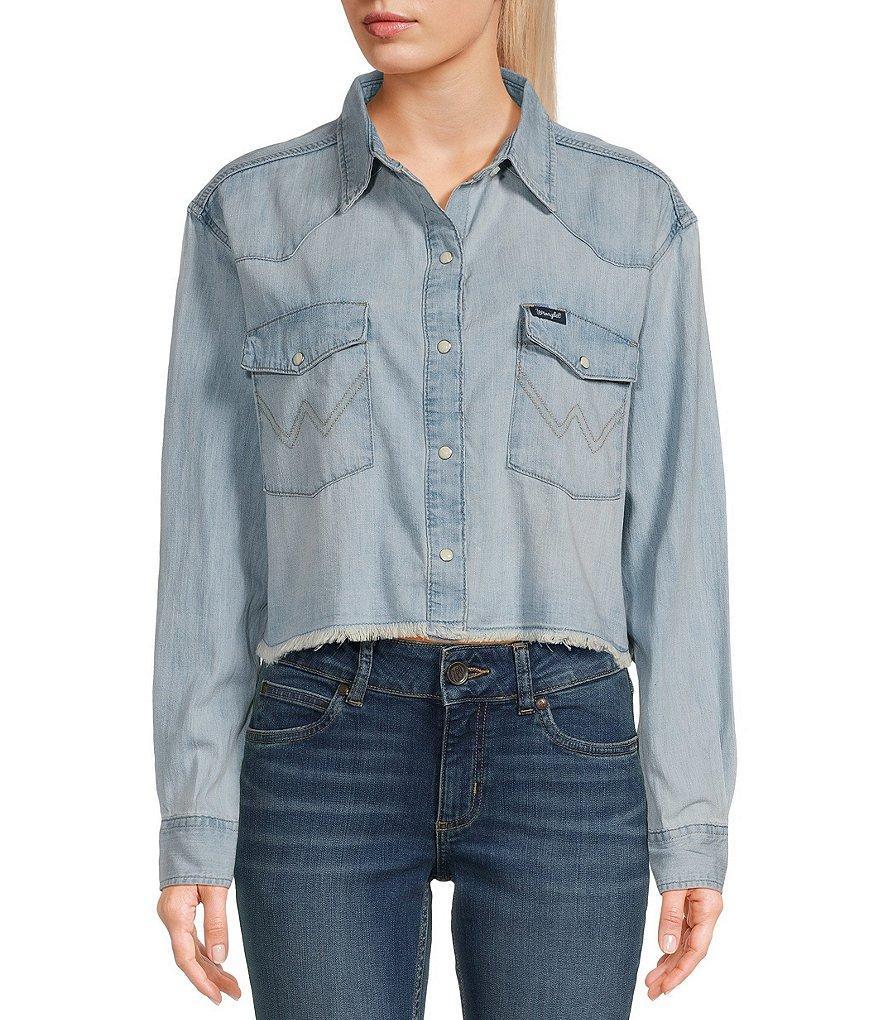 Wrangler® Long Sleeve Boyfriend Cutoff Snap Shirt product image