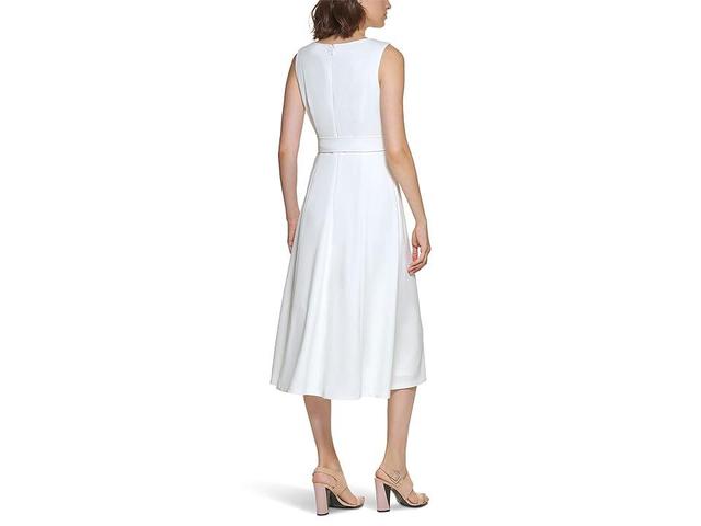 Calvin Klein Women's Belted Midi A Line Dress - Cream - Size 12  - female - Size: 12 Product Image