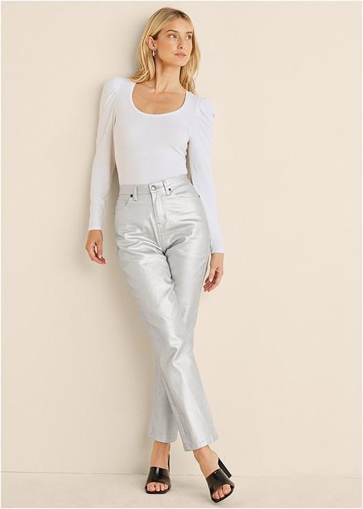 Metallic Straight Leg Jeans Product Image