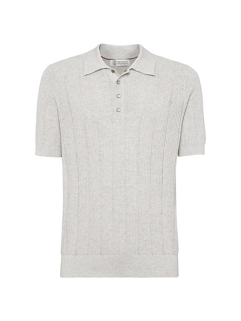 Mens Cotton Textured Rib Knit Polo Shirt Product Image