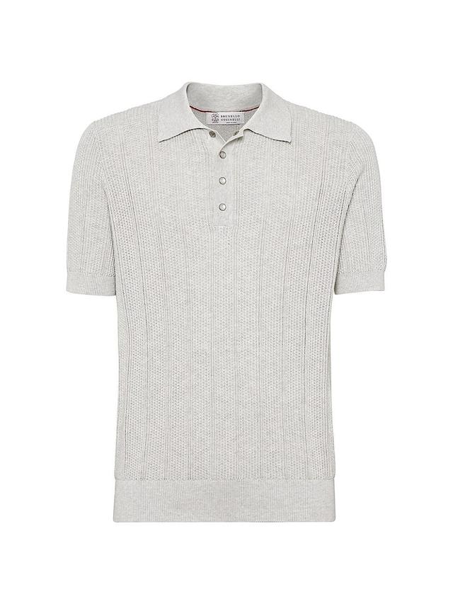 Mens Cotton Textured Rib Knit Polo Shirt Product Image