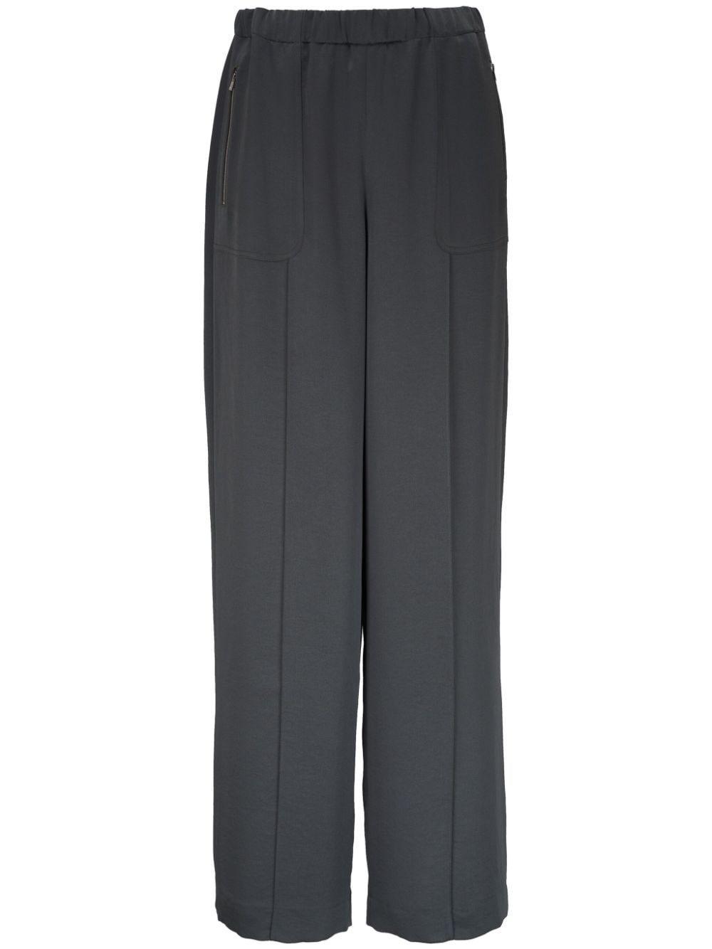 Elasticated-waist Wide-leg Trousers In Grey product image