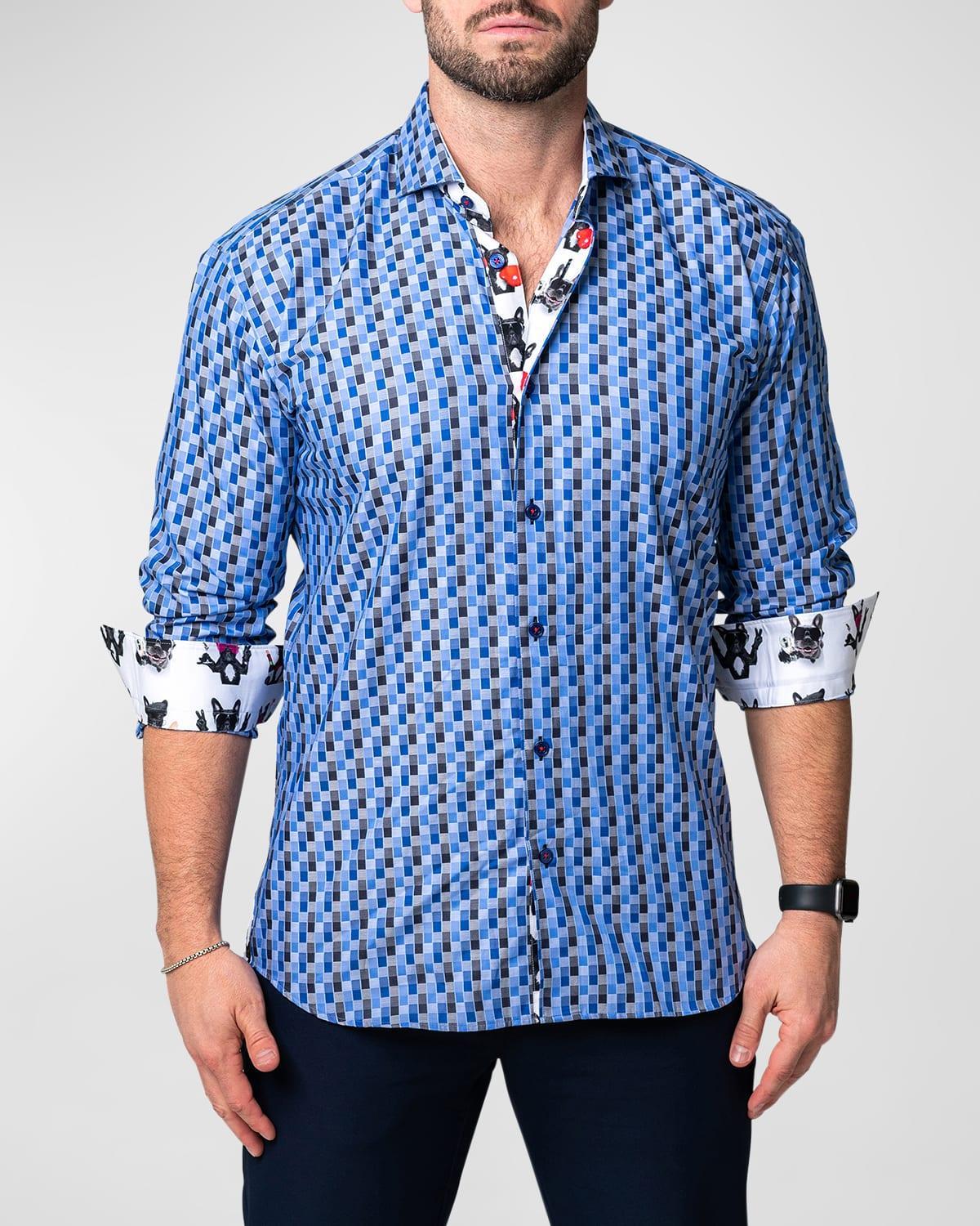 Maceoo Einstein Burn Blue Button-Up Shirt Product Image