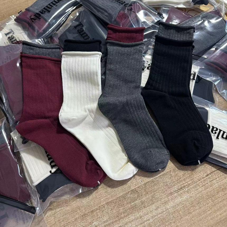 Two Tone Ribbed Socks Product Image