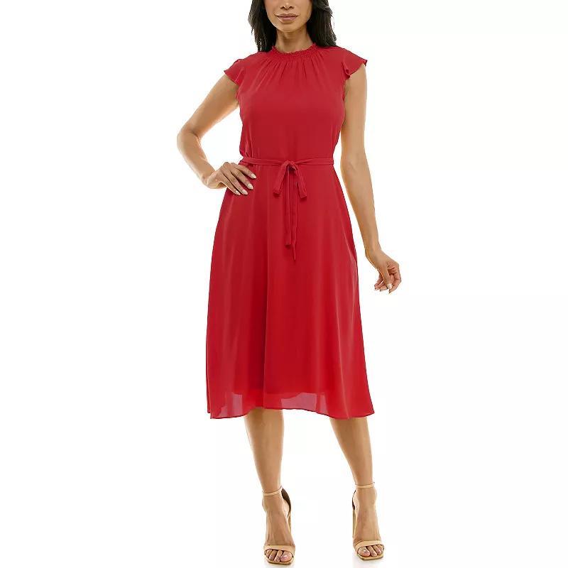 Womens Nina Leonard Mockneck Chiffon Dress Product Image