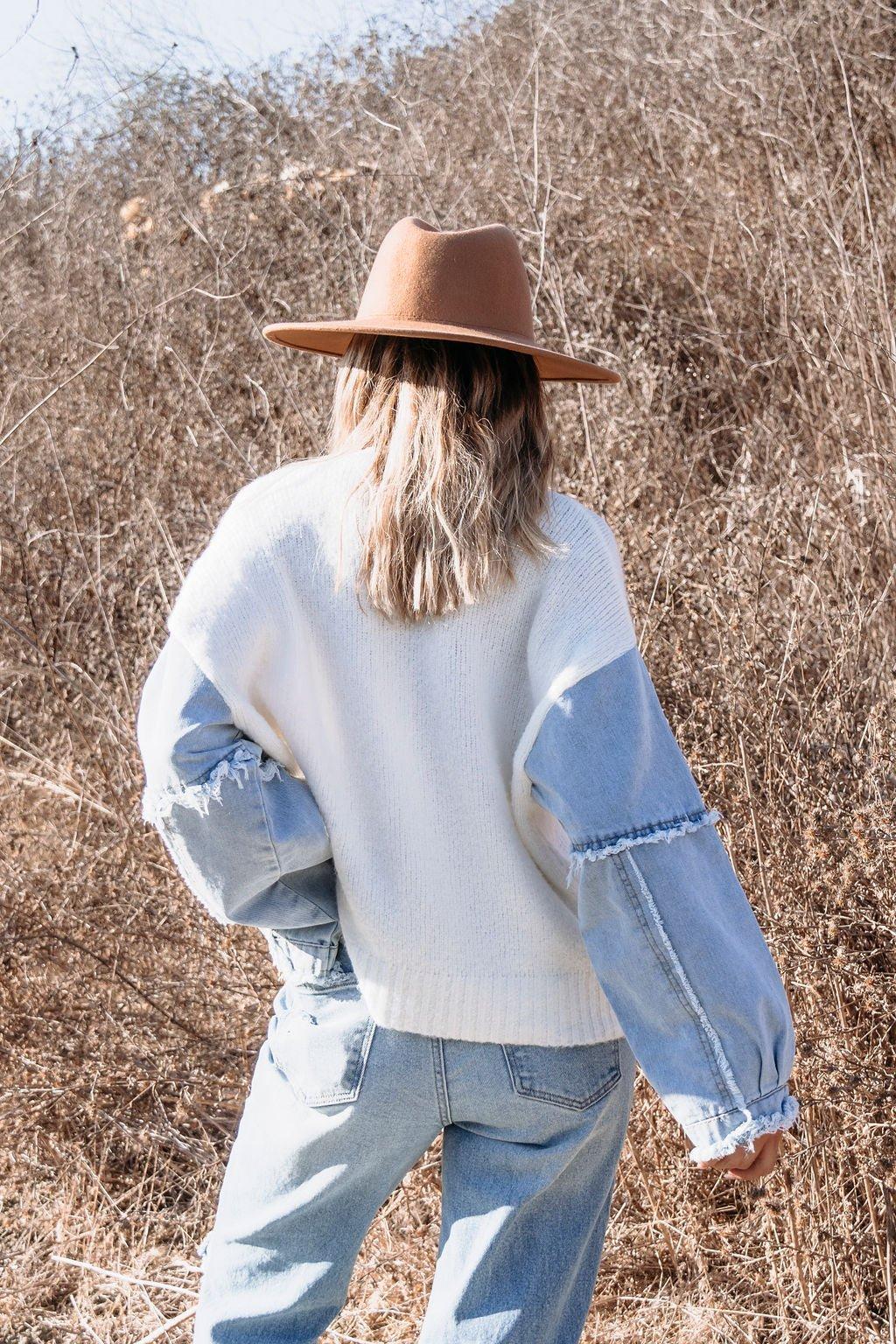 Pumpkin Patch Denim Color Block Sweater Product Image