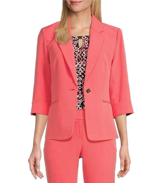 Kasper Stretch Crepe Notch Lapel Rolled Cuff Sleeve Coordinating Blazer Product Image