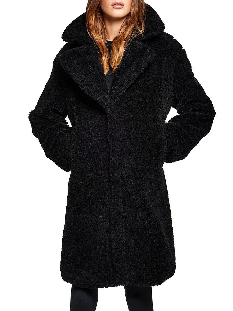 Womens Sherpa Leather-Trimmed Coat Product Image