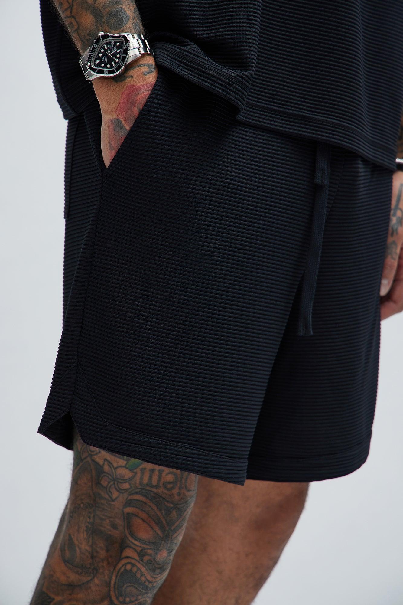 Zyler Textured Shorts - Black Product Image