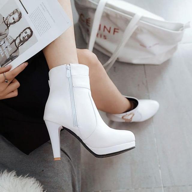 High Heel Heart Buckle Short Boots Product Image