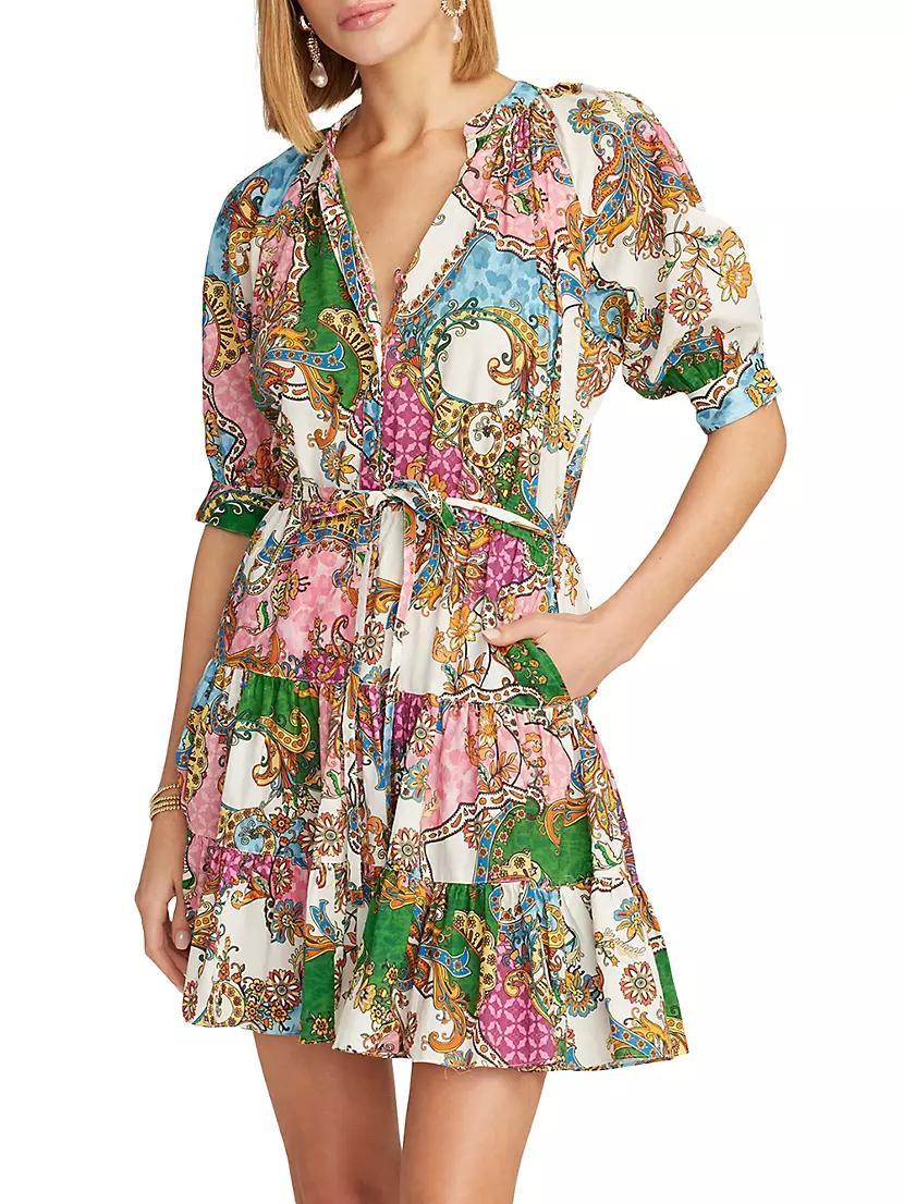 Sydney Paisley Tiered Short-Sleeve Minidress Product Image