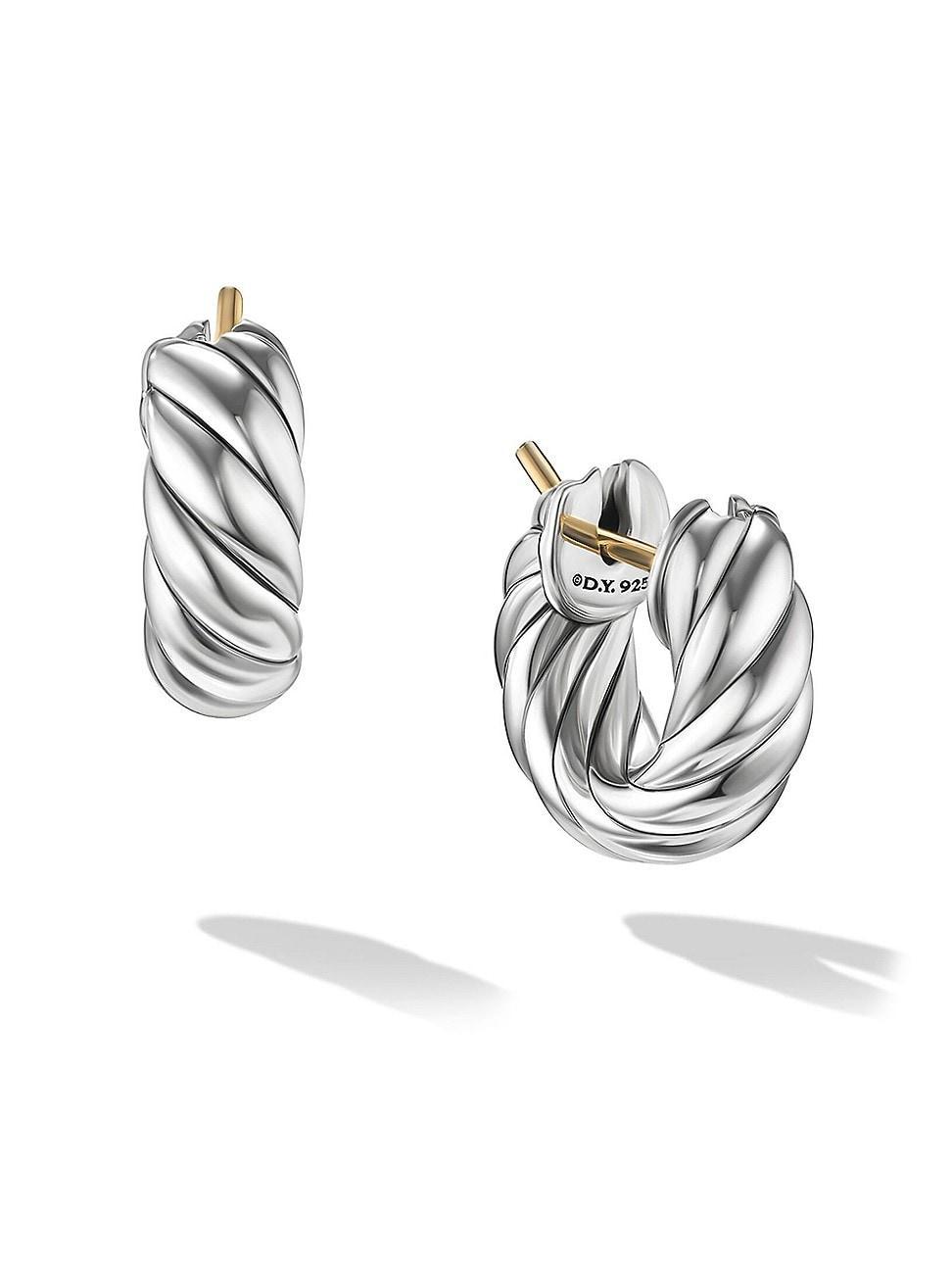 Sculpted Cable Hoop Earrings in Silver, 5.4mm, 0.5L Product Image