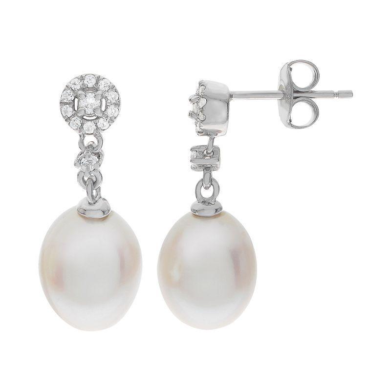 PearLustre by Imperial Sterling Silver Freshwater Cultured Pearl Drop Earrings, Womens, White product image