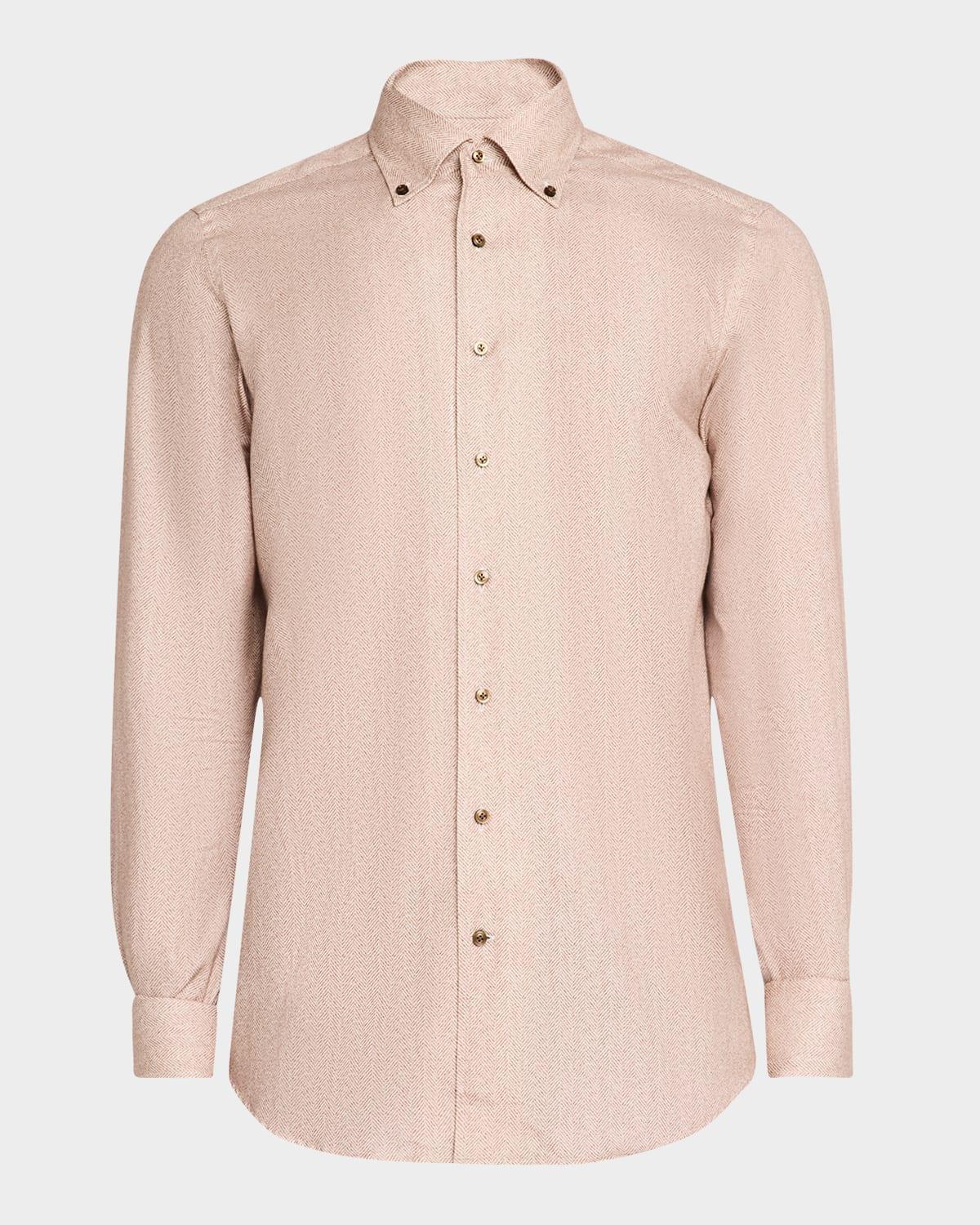 Mens Herringbone Brushed Twill Sport Shirt Product Image