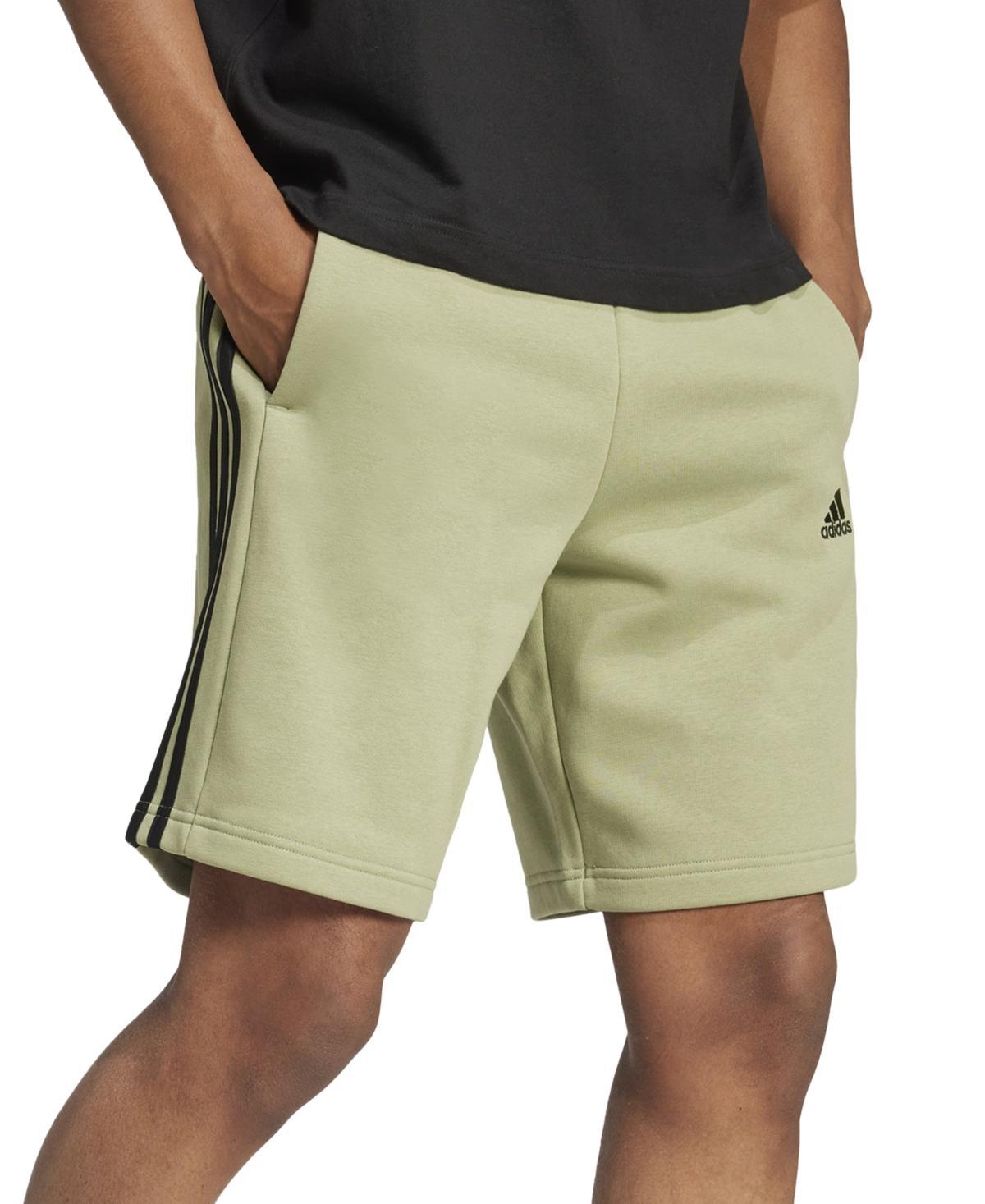 adidas Mens 3-Stripes 10 Fleece Shorts - Tent Green Product Image