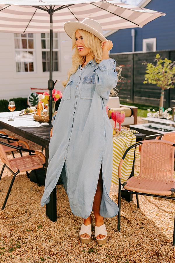 Street Chic Chambray Maxi Dress Curves Product Image