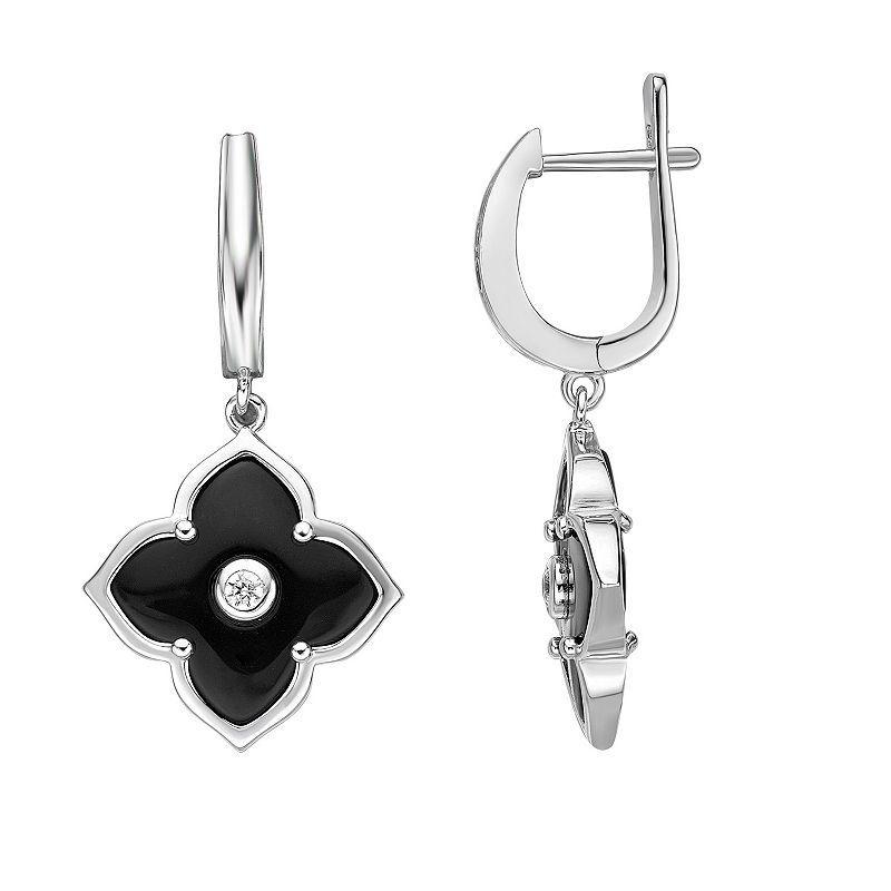 Gemminded Sterling Silver Black Onyx & Cubic Zirconia Drop Earrings, Womens Product Image