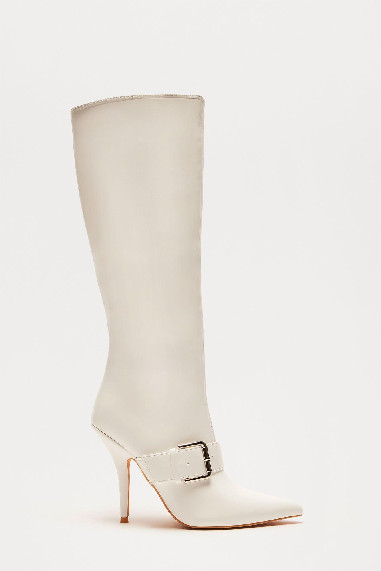 Berlin Buckle Knee High Boots - White product image