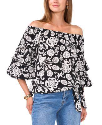 Vince Camuto Womens Printed Off-The-Shoulder Top Product Image