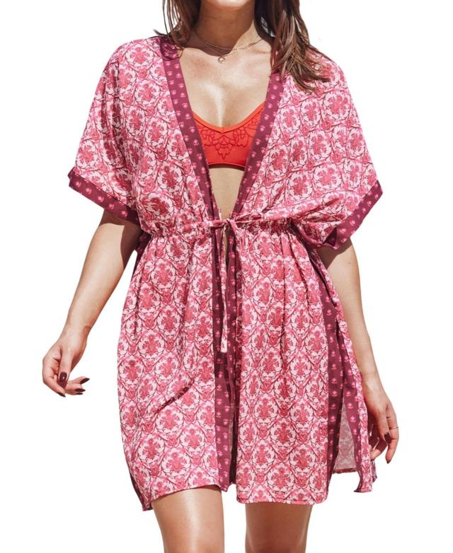 Cupshe Womens Floral Waist Tie Kimono Cover-Up Product Image