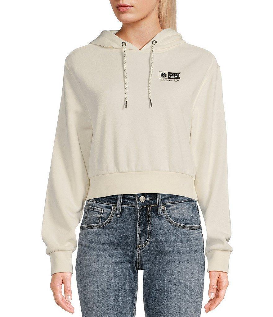 Salty Crew Alpha Long Sleeve Brushed Fleece Cropped Boxy Hoodie Product Image