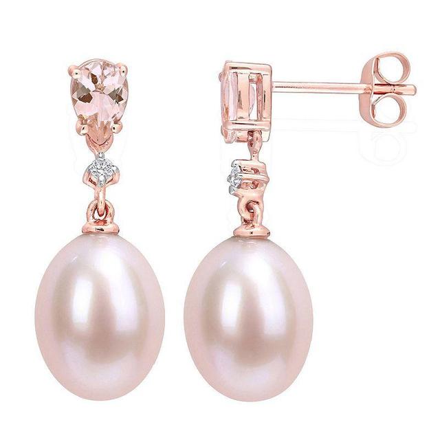 Stella Grace 10k Rose Gold Pink Freshwater Cultured Pearl, Morganite & Diamond Accent Drop Earrings, Womens, 10k Rsgold Product Image