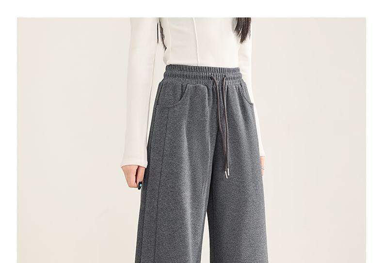 High Waist Plain Wide Leg Sweatpants Product Image