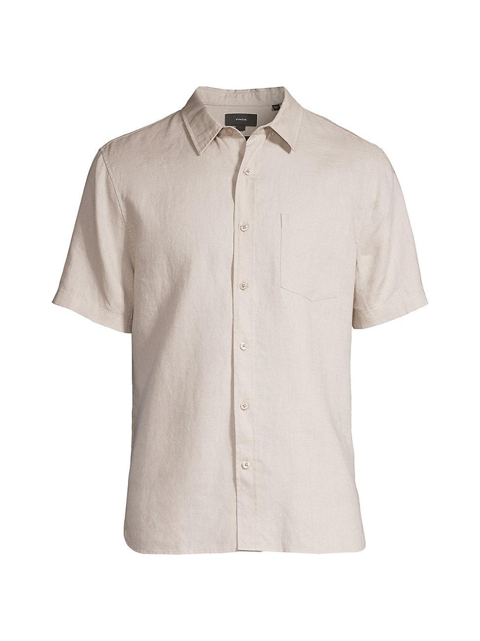 Vince Classic Fit Short Sleeve Linen Shirt Product Image