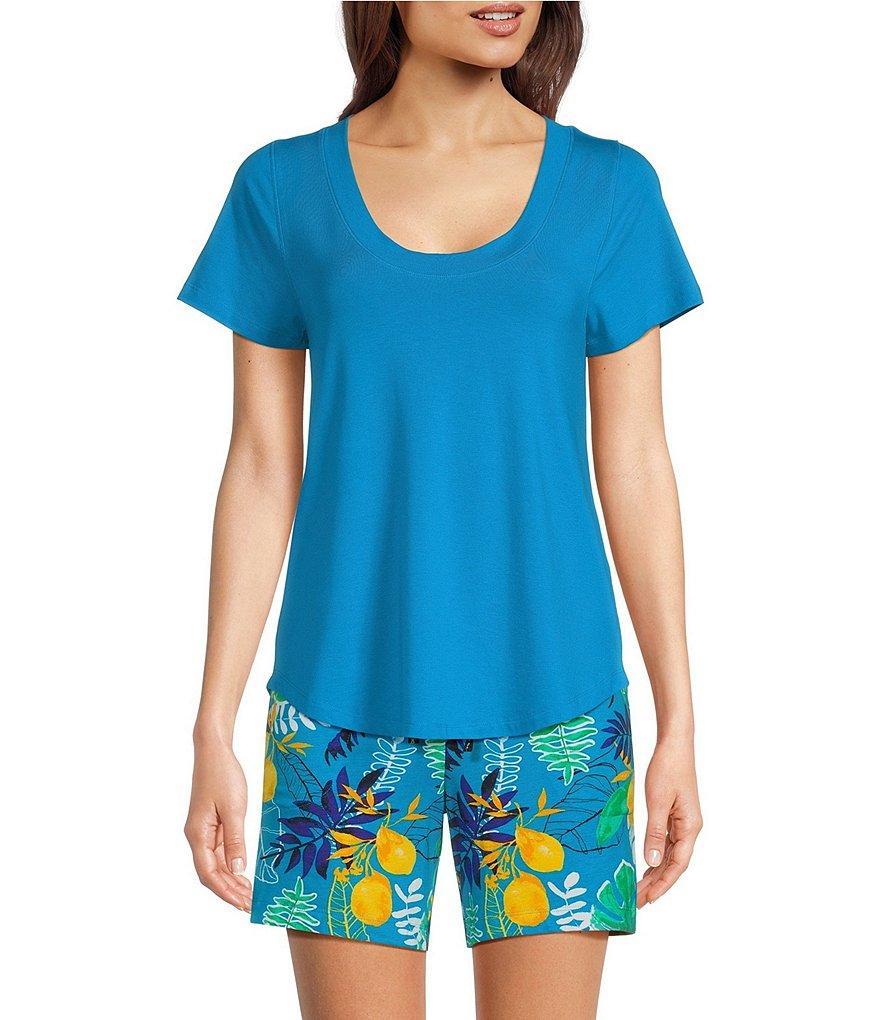 HUEtique Solid Scoop Neck Short Sleeve Sleep Top Product Image