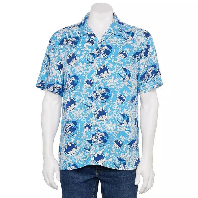 Mens DC Comics Batman Blue Floral Hawaiian Shirt Product Image