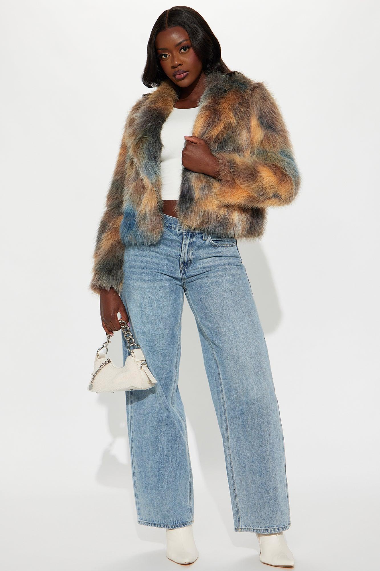 Have It On Lock Faux Fur Coat - Brown/combo Product Image