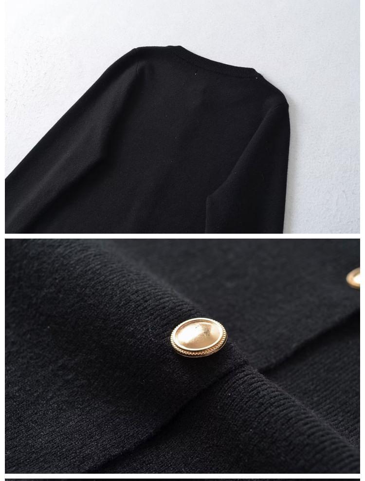 Crewneck Button-Up Plain Cardigan Product Image