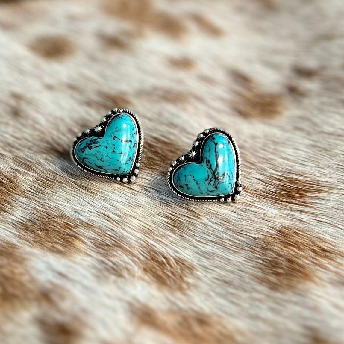 My Achy Breaky Turquoise Heart Stud Earrings Product Image