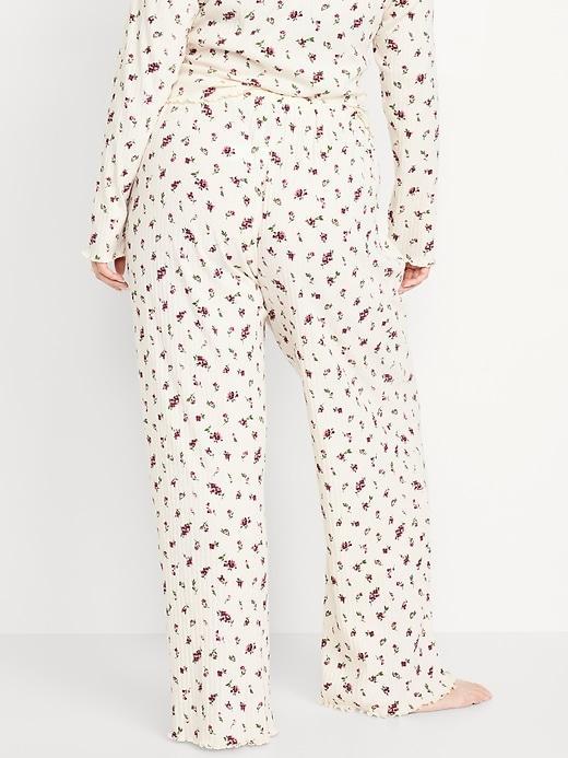 High-Waisted Ribbed Pajama Pants Product Image