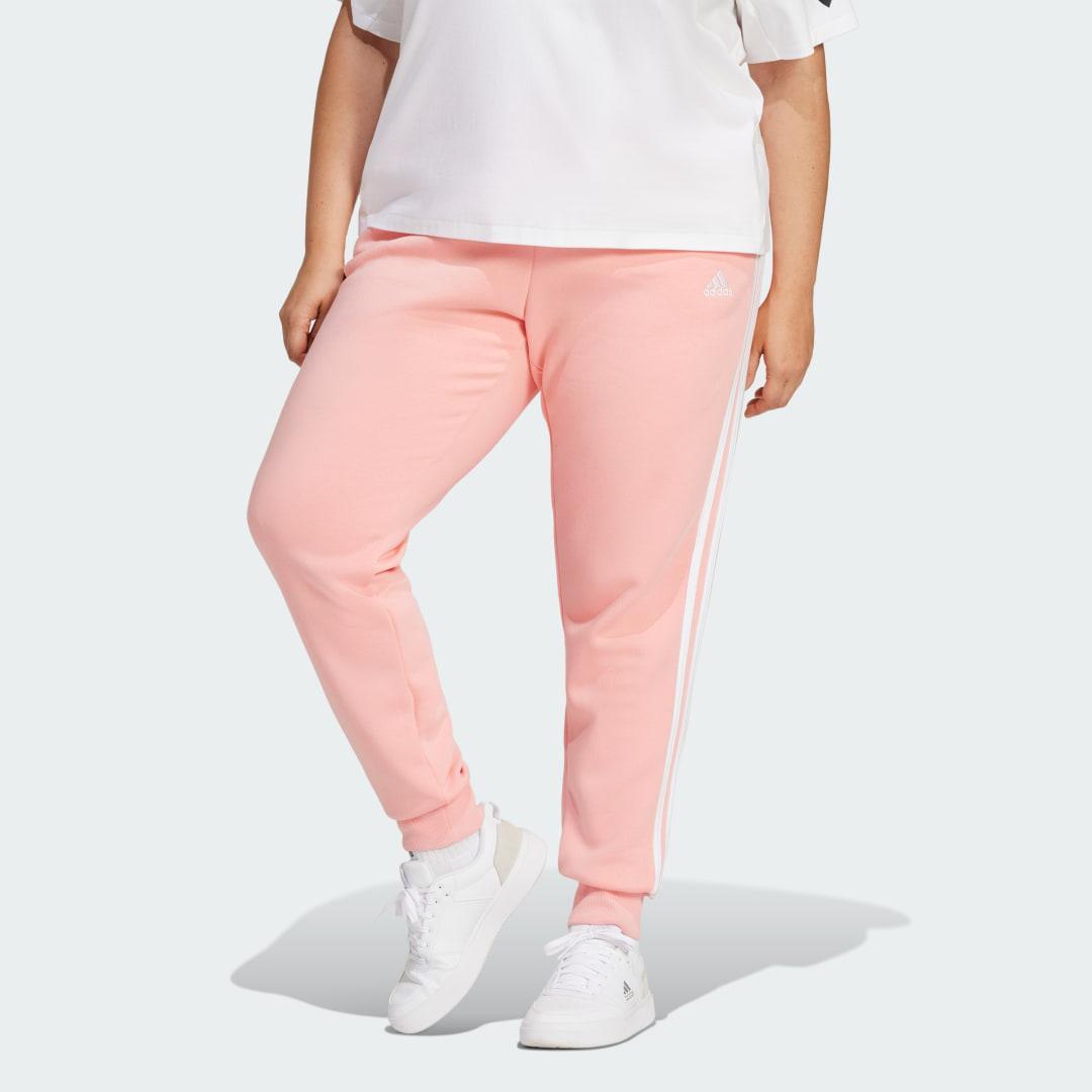 adidas Essentials 3-Stripes Fleece Pants (Plus Size) Semi Pink Spark 1X Womens Product Image