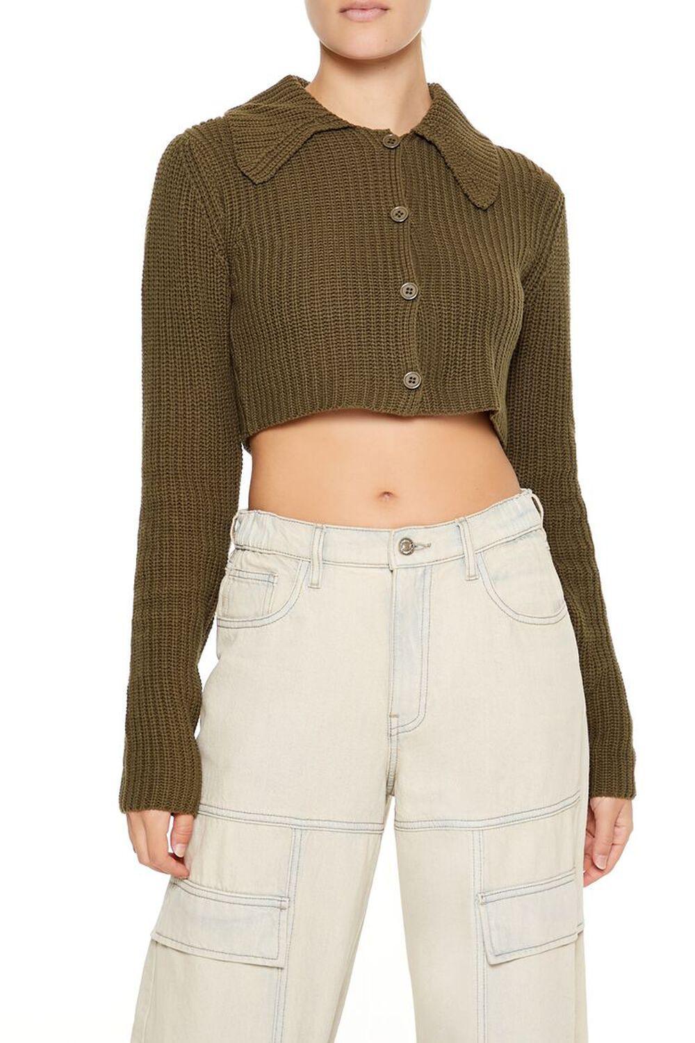 Cropped Rib-Knit Cardigan Sweater | Forever 21 Product Image