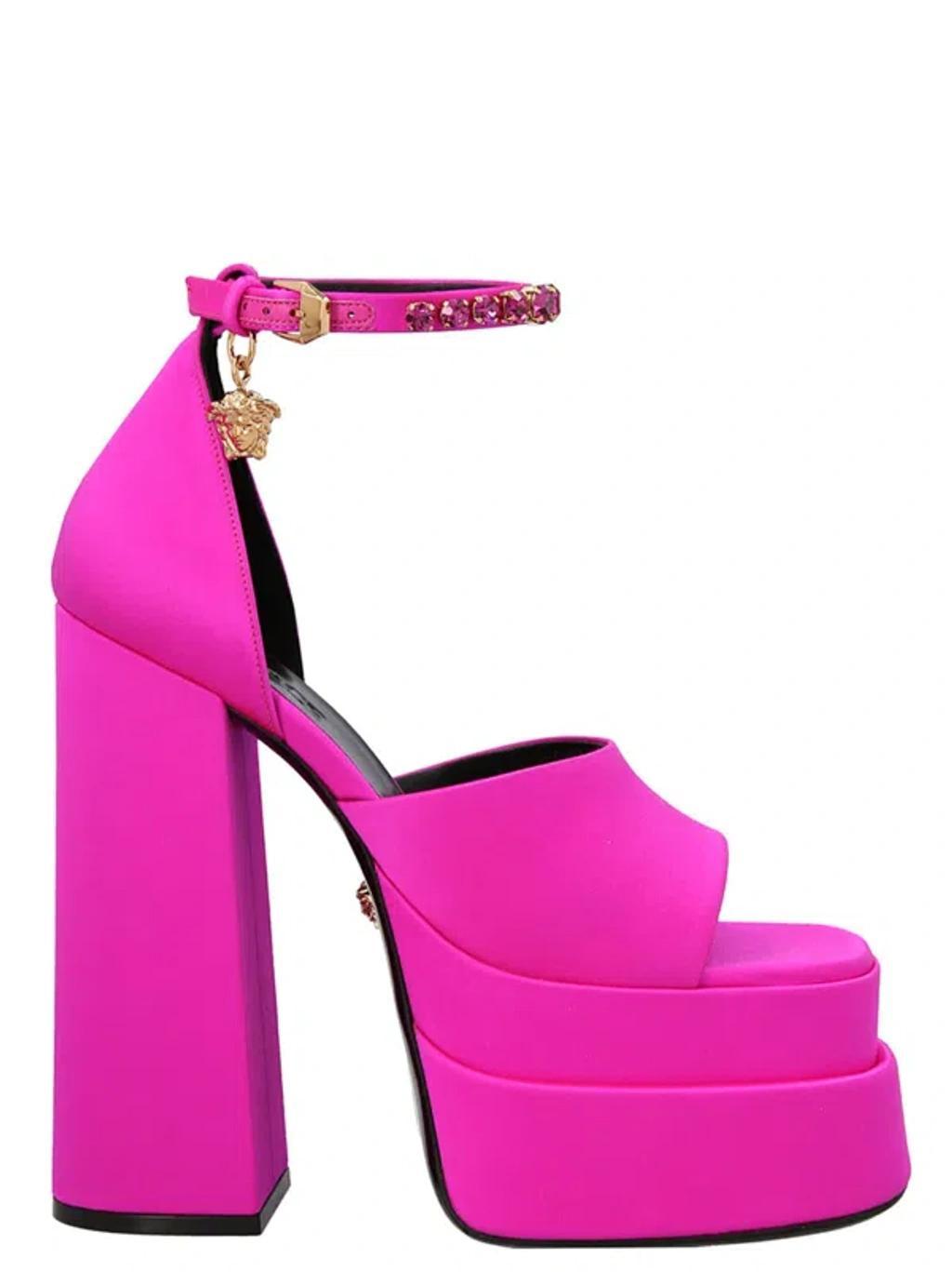 Satin Platform Pumps In Pink Product Image