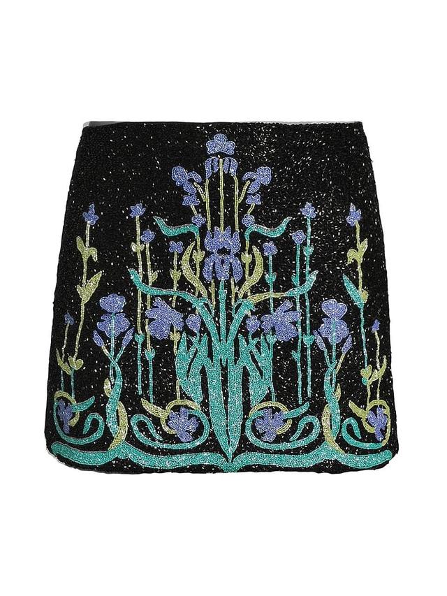 Womens Santa Monica Floral Beaded Miniskirt Product Image