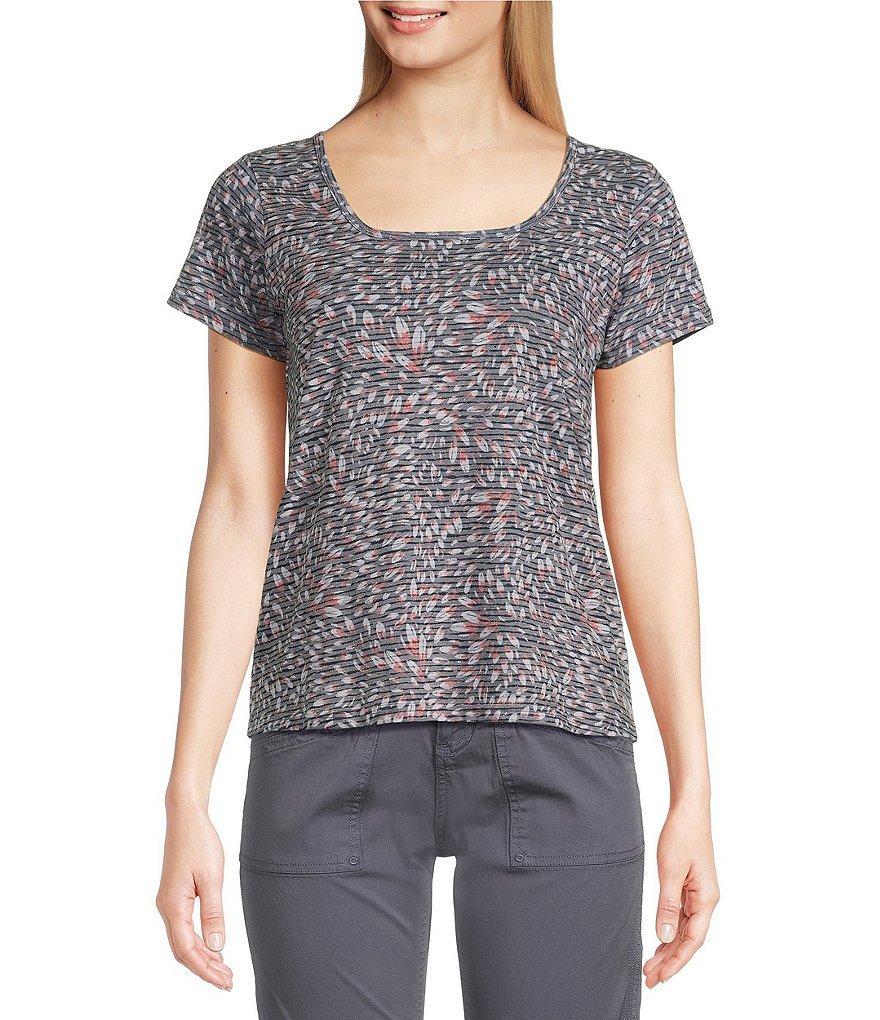 Aventura Raine Burnout Printed Square Neck Short Sleeve Jersey Knit Top product image