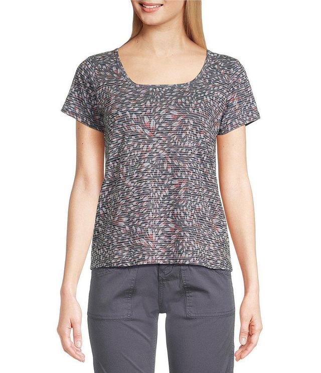 Aventura Raine Burnout Printed Square Neck Short Sleeve Jersey Knit Top Product Image