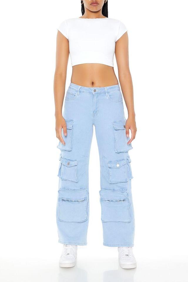 Low-Rise Wide-Leg Cargo Jeans | Forever 21 Product Image