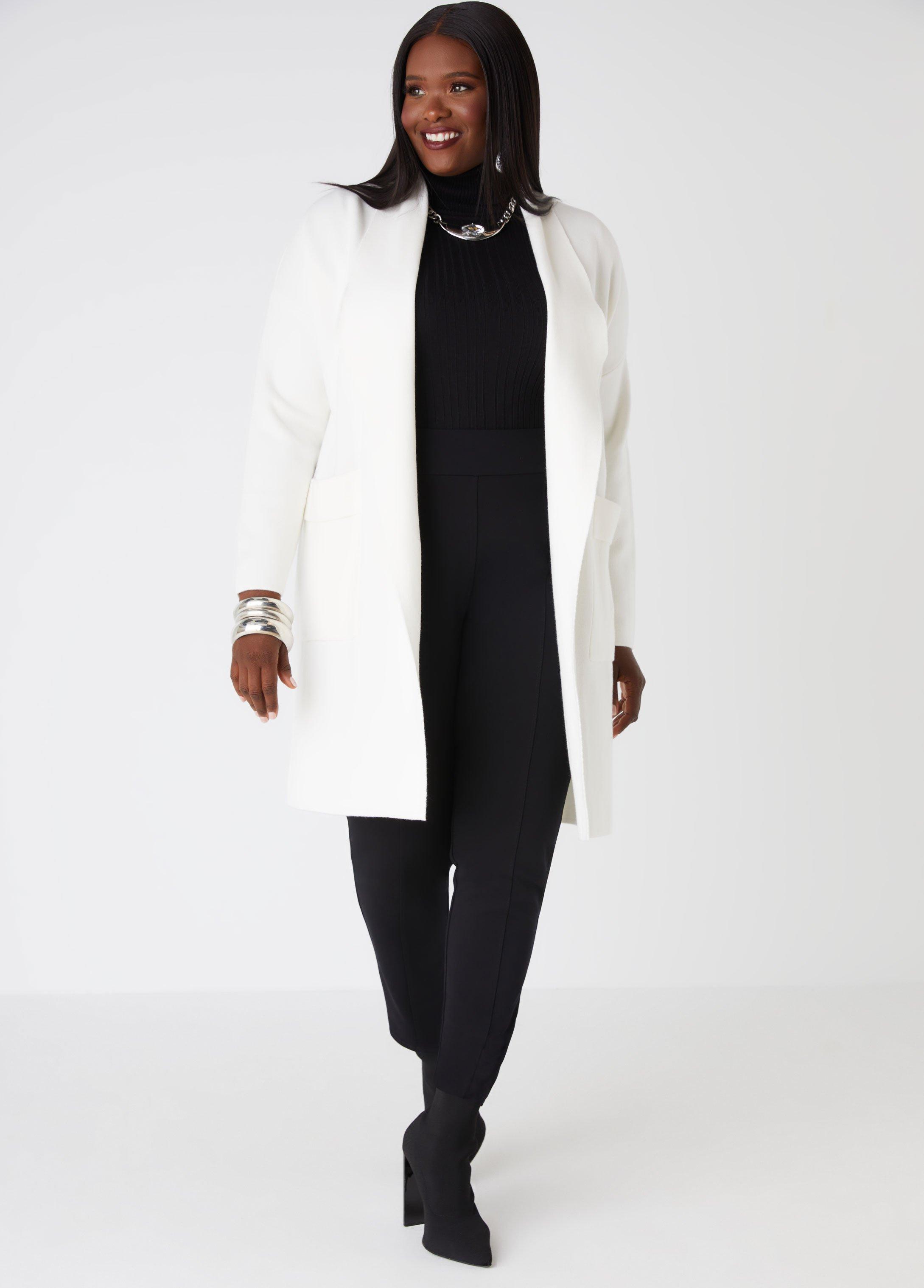 Plus Size Shawl Collar Open Front Cardigan Ashley Stewart Product Image