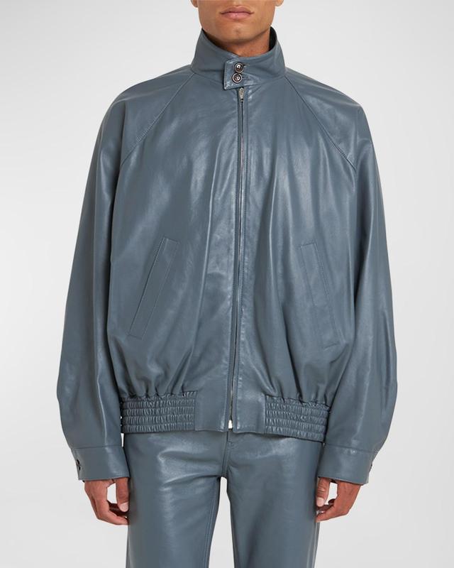 Men's Leather Blouson Jacket Product Image