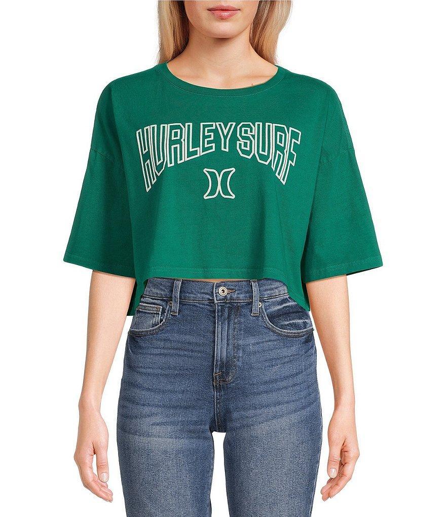 Hurley Collegiate Logo Oversized Crop Graphic T-Shirt Product Image