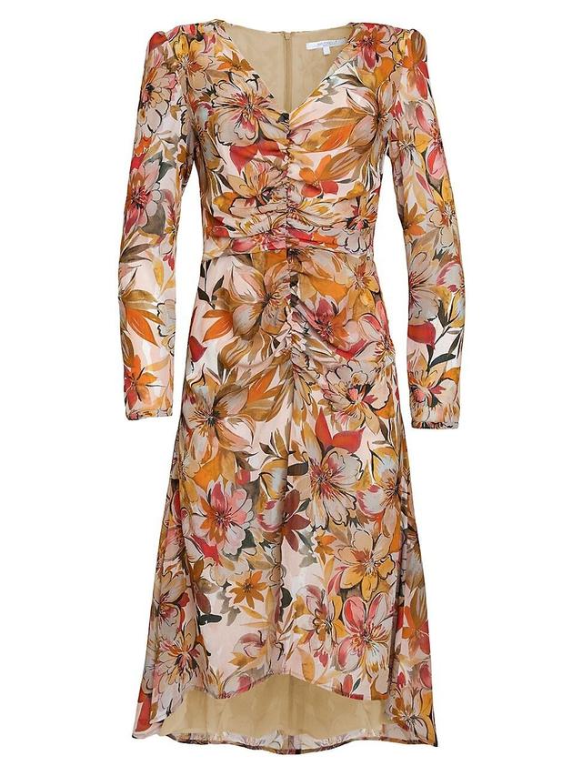 Womens Jenny Ruched Floral Midi-Dress Product Image