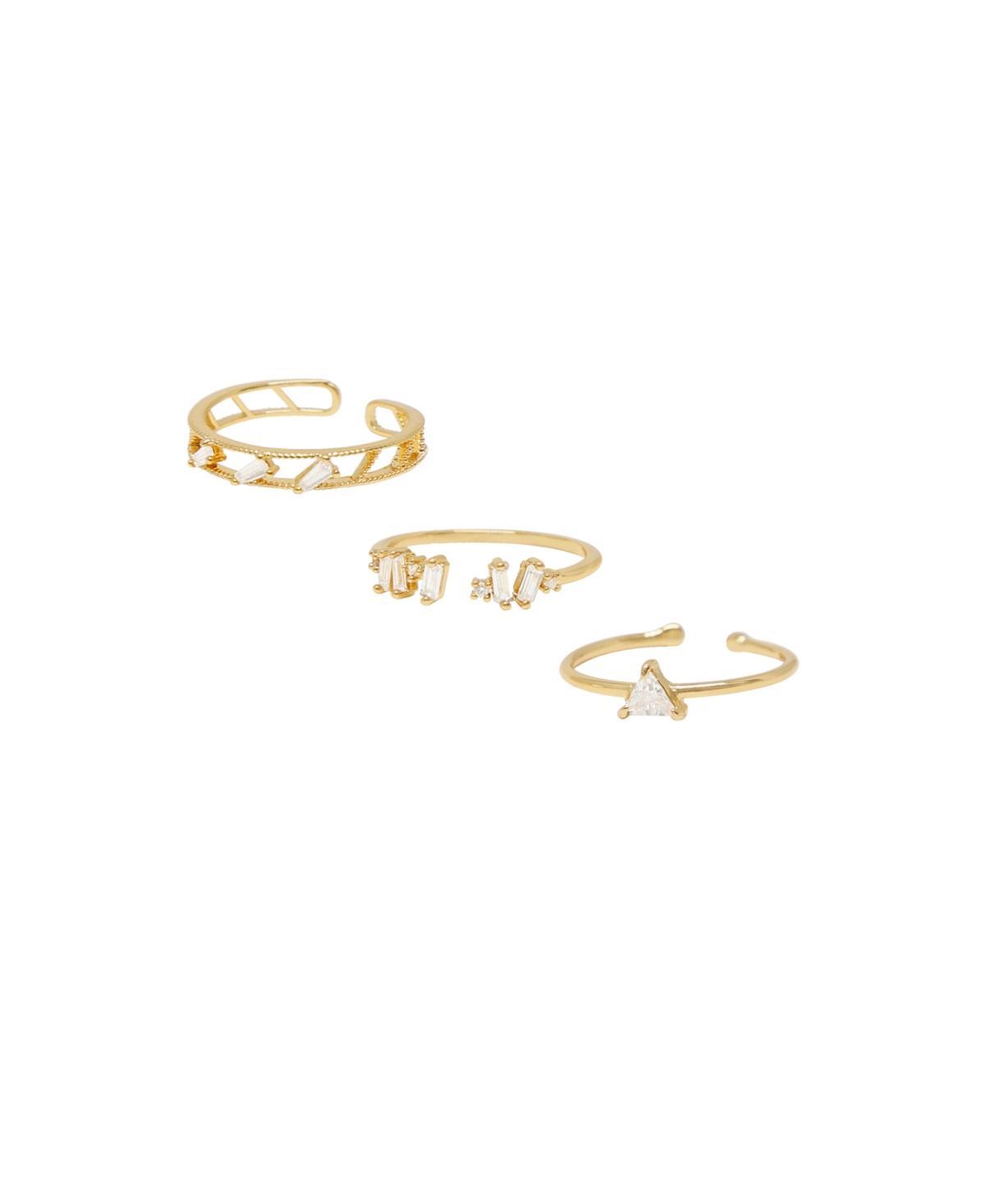 Womens Love Story 18K Gold-Plated Crystal Ring Set Of 3 Product Image