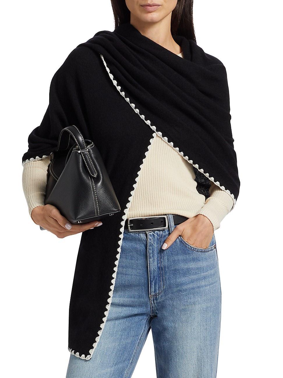 Womens Whipstitch-Trimmed Cashmere Scarf Product Image