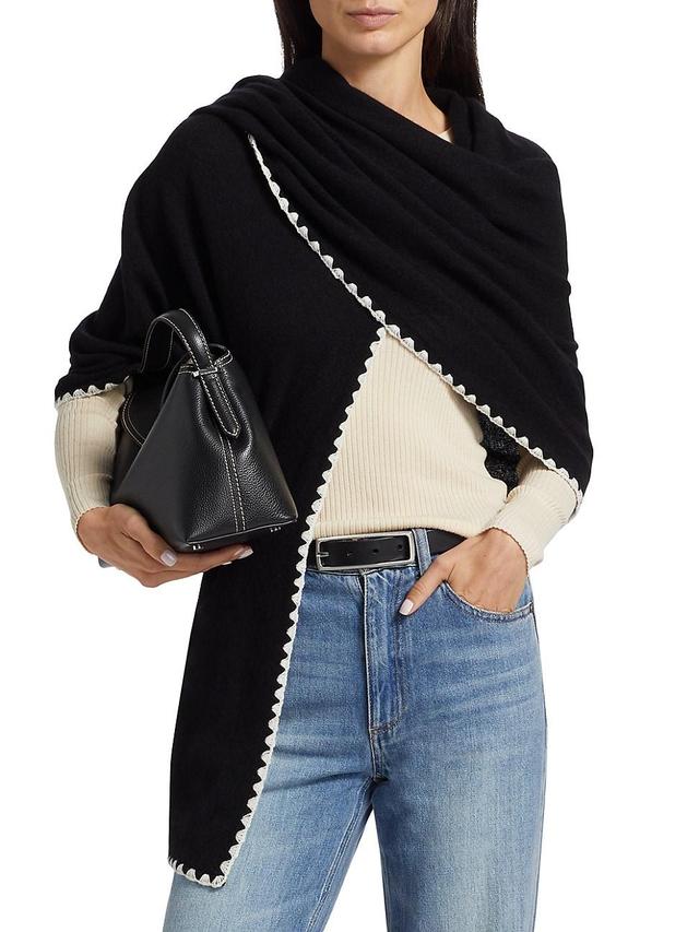 Womens Whipstitch-Trimmed Cashmere Scarf Product Image